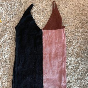 SHEIN Double V Neck Color Block Sweater Dress